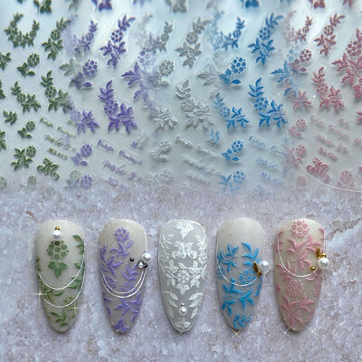 1 τμχ Nail Art 6D Relievo Flower Υψηλής Ποιότητας 5 Χρωμάτων Μίνι Κέντημα Σχέδιο Flowers Αυτοκόλλητο Φύλλο Nail Art Διακόσμηση MS244-252