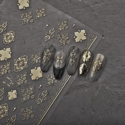 1 τμχ Nail Art 3D Thin Light Gold Cross Star Bohemia Sun αυτοκόλλητο φύλλο Διακόσμηση νυχιών