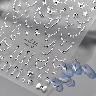 1 τμχ Nail Art 3D Thin Light Gold Cross Star Bohemia Sun αυτοκόλλητο φύλλο Διακόσμηση νυχιών