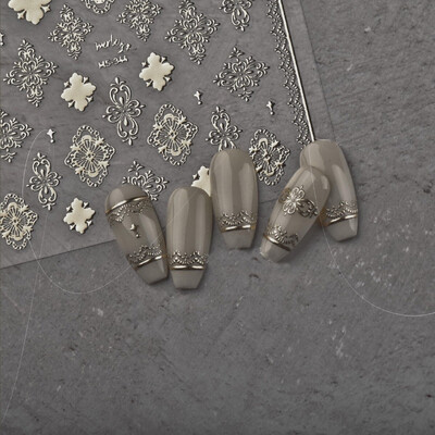 1 τμχ Nail Art 3D Thin Light Gold Cross Star Bohemia Sun αυτοκόλλητο φύλλο Διακόσμηση νυχιών