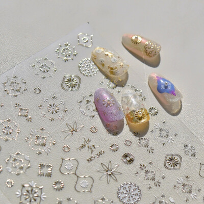 1 τμχ Nail Art 3D Thin Light Gold Cross Star Bohemia Sun αυτοκόλλητο φύλλο Διακόσμηση νυχιών