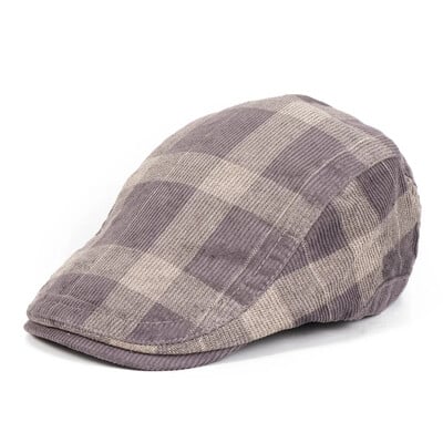 Νέα κοτλέ καρό ανδρικά καπέλα μπερέ ανδρικά χοντρά ζεστά ίσια καπέλα Φθινόπωρο Χειμώνας Vintage Newsboy καπέλο Boinas Καπέλα κεφαλής Γυναικείο καπάκι