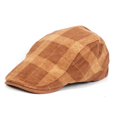 Νέα κοτλέ καρό ανδρικά καπέλα μπερέ ανδρικά χοντρά ζεστά ίσια καπέλα Φθινόπωρο Χειμώνας Vintage Newsboy καπέλο Boinas Καπέλα κεφαλής Γυναικείο καπάκι