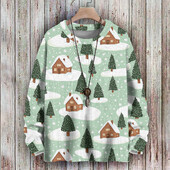 Plus Pieaugušo džemperis Ziemassvētku kostīmi Rakstu Pulovers Džemperis Trikotāžas Lielizmēra Sniega apdruka Džemperis ar apaļu kaklu rudens ziema