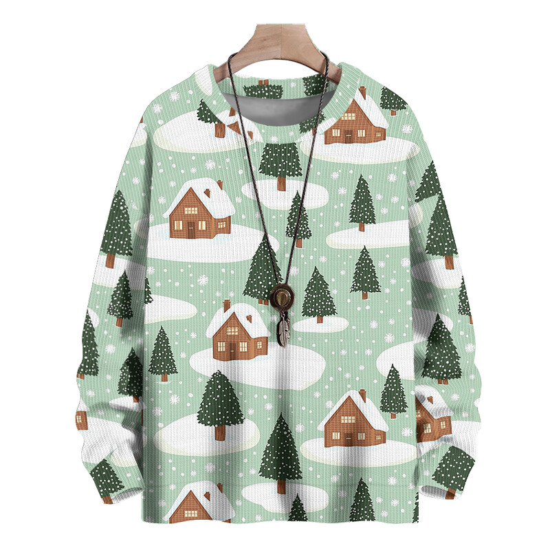 Plus Pieaugušo džemperis Ziemassvētku kostīmi Rakstu Pulovers Džemperis Trikotāžas Lielizmēra Sniega apdruka Džemperis ar apaļu kaklu rudens ziema