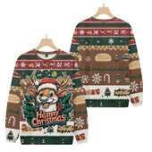 Plus Pieaugušo džemperis Ziemassvētku raksts Pulovers Džemperis Unisex Brieža galvas ilustrācija Džemperis ar apaļu kaklu Rudens ziema