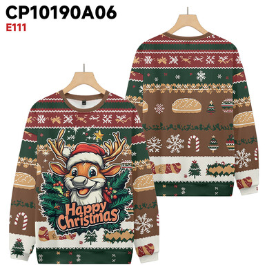 Plus Pieaugušo džemperis Ziemassvētku raksts Pulovers Džemperis Unisex Brieža galvas ilustrācija Džemperis ar apaļu kaklu Rudens ziema