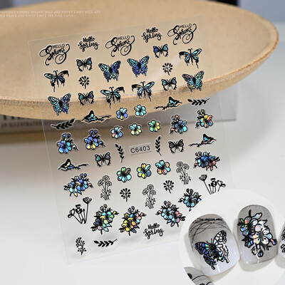 1kom 3D Aurora Laser Butterfly Naljepnice za nokte Sjajni holografski leptiri Naljepnice za nokte 8*10cm Samoljepljivi ukrasi za nokte