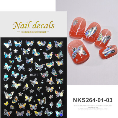 1kom 3D Aurora Laser Butterfly Naljepnice za nokte Sjajni holografski leptiri Naljepnice za nokte 8*10cm Samoljepljivi ukrasi za nokte
