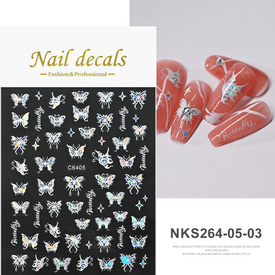 1kom 3D Aurora Laser Butterfly Naljepnice za nokte Sjajni holografski leptiri Naljepnice za nokte 8*10cm Samoljepljivi ukrasi za nokte