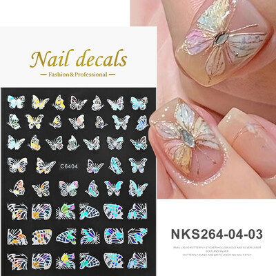 1kom 3D Aurora Laser Butterfly Naljepnice za nokte Sjajni holografski leptiri Naljepnice za nokte 8*10cm Samoljepljivi ukrasi za nokte