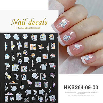 1kom 3D Aurora Laser Butterfly Naljepnice za nokte Sjajni holografski leptiri Naljepnice za nokte 8*10cm Samoljepljivi ukrasi za nokte