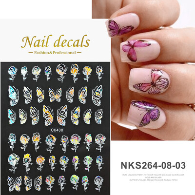 1kom 3D Aurora Laser Butterfly Naljepnice za nokte Sjajni holografski leptiri Naljepnice za nokte 8*10cm Samoljepljivi ukrasi za nokte