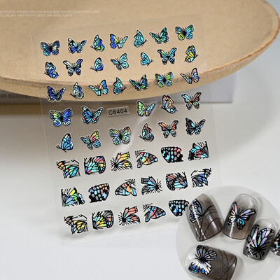 1kom 3D Aurora Laser Butterfly Naljepnice za nokte Sjajni holografski leptiri Naljepnice za nokte 8*10cm Samoljepljivi ukrasi za nokte
