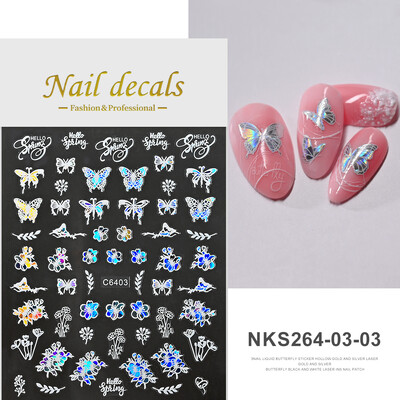 1kom 3D Aurora Laser Butterfly Naljepnice za nokte Sjajni holografski leptiri Naljepnice za nokte 8*10cm Samoljepljivi ukrasi za nokte