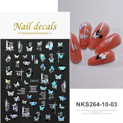 1kom 3D Aurora Laser Butterfly Naljepnice za nokte Sjajni holografski leptiri Naljepnice za nokte 8*10cm Samoljepljivi ukrasi za nokte