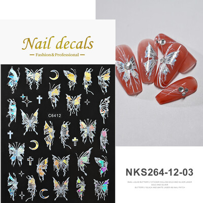 1kom 3D Aurora Laser Butterfly Naljepnice za nokte Sjajni holografski leptiri Naljepnice za nokte 8*10cm Samoljepljivi ukrasi za nokte