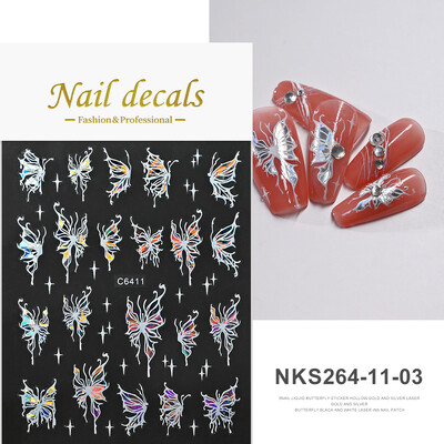 1kom 3D Aurora Laser Butterfly Naljepnice za nokte Sjajni holografski leptiri Naljepnice za nokte 8*10cm Samoljepljivi ukrasi za nokte