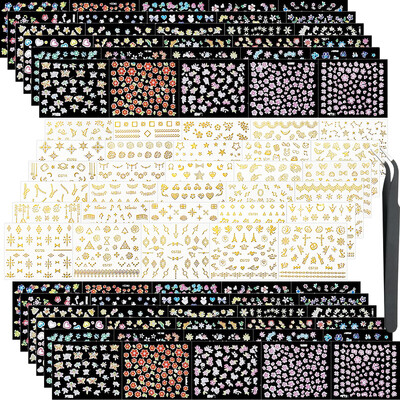 3D színes virágok Cseresznyevirág rózsa százszorszép körömmatricák 20/30/60/70/90db Aranyos szív körömmatrica manikűr dekoráció 5,5*6cm