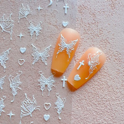 1kom Nail Art 6D Relievo Cvijet ruže Leptir Naljepnica List Nail Art Decoration KO