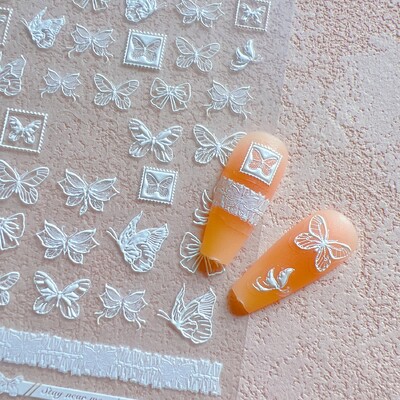 1kom Nail Art 6D Relievo Cvijet ruže Leptir Naljepnica List Nail Art Decoration KO
