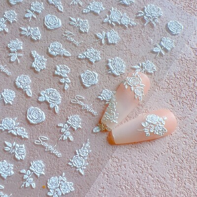 1kom Nail Art 6D Relievo Cvijet ruže Leptir Naljepnica List Nail Art Decoration KO
