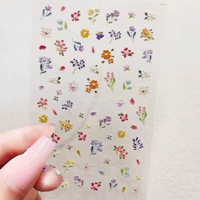 1 τμχ Αυτοκόλλητα νυχιών λουλουδιών Καλοκαιρινό λουλουδάτο φυτό 5D ανάγλυφο συρόμενο αυτοκόλλητο αυτοκόλλητο προμήθειες νυχιών Διακόσμηση μανικιούρ