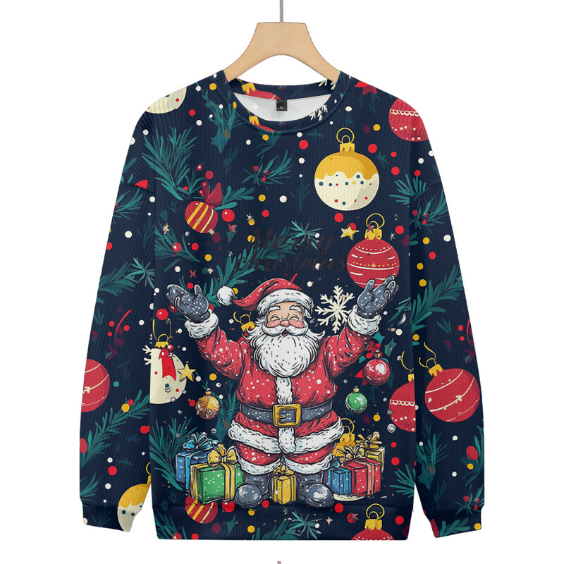 Plus Pieaugušo džemperis Ziemassvētku raksts Pulovers Džemperis Unisex Ziemassvētku vecīša ilustrācija Džemperis ar apaļu kaklu rudens ziema