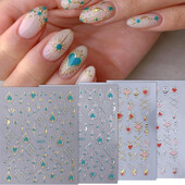 3D auksinė sidabrinė žvaigždė Saulės mėnulis bronzuojantis nagų dailės lipdukas Holografinis Bohemijos nagų lipdukas Lipnus slankiklis Dekoracijos manikiūras