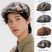 Šilta laikraščių kepurė rudens žiemai, vintažinė languota berečių kepurė moterims, menininkės tapytojos kepurė