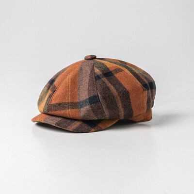 Šilta laikraščių kepurė rudens žiemai, vintažinė languota berečių kepurė moterims, menininkės tapytojos kepurė