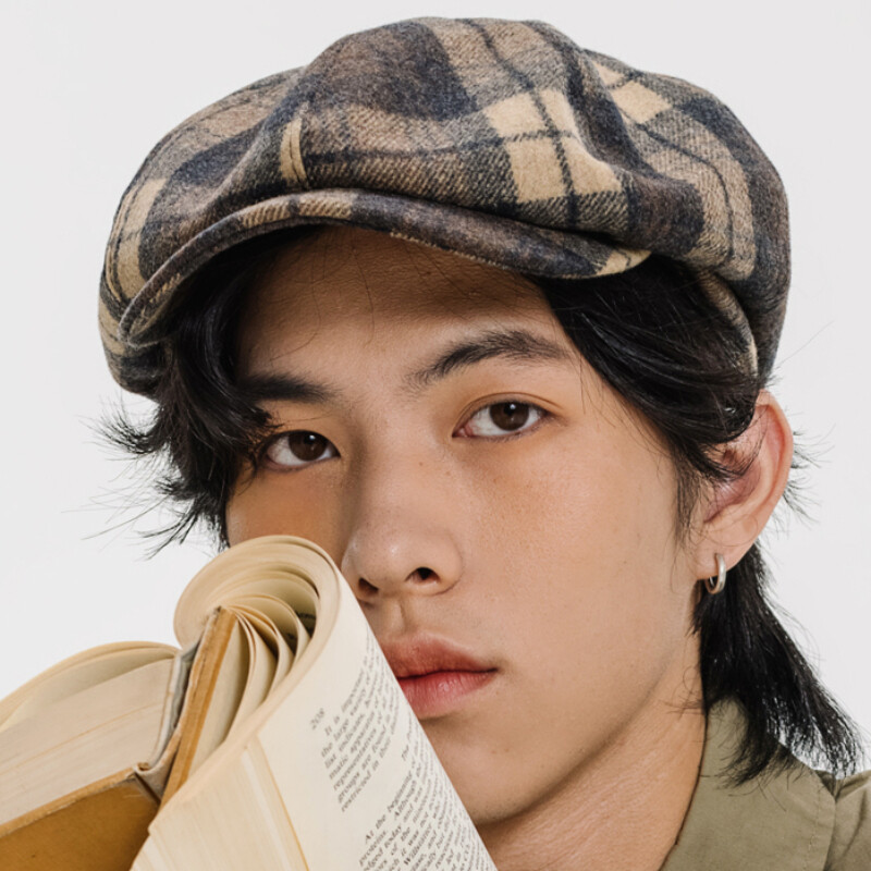 Šilta laikraščių kepurė rudens žiemai, vintažinė languota berečių kepurė moterims, menininkės tapytojos kepurė