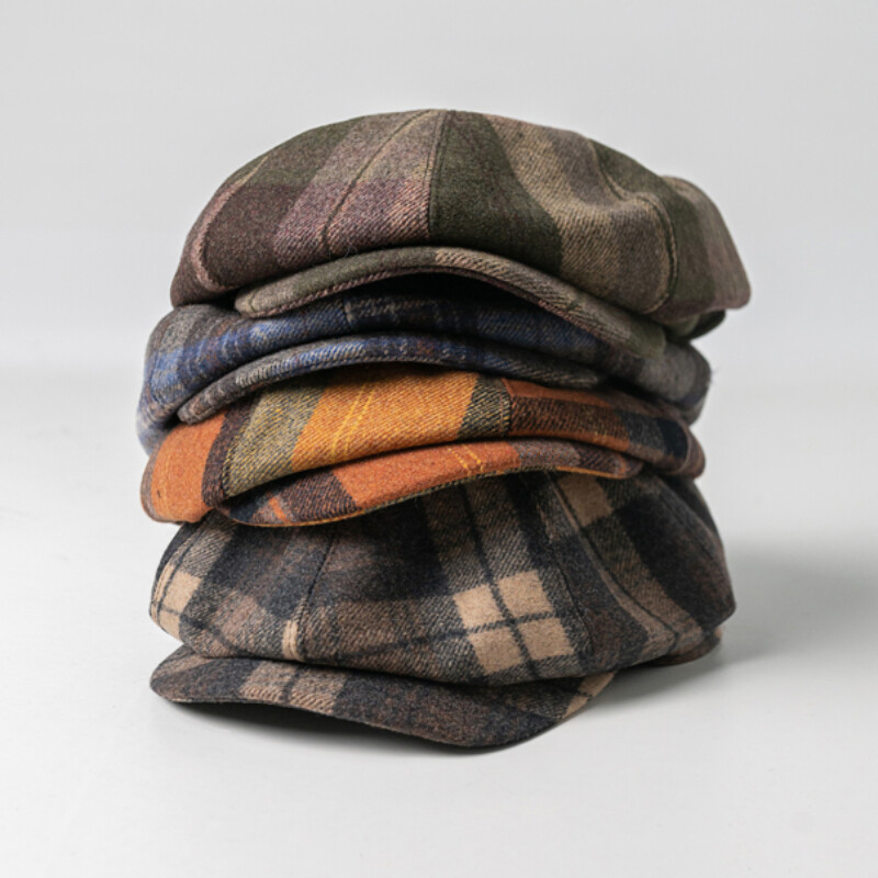 Šilta laikraščių kepurė rudens žiemai, vintažinė languota berečių kepurė moterims, menininkės tapytojos kepurė