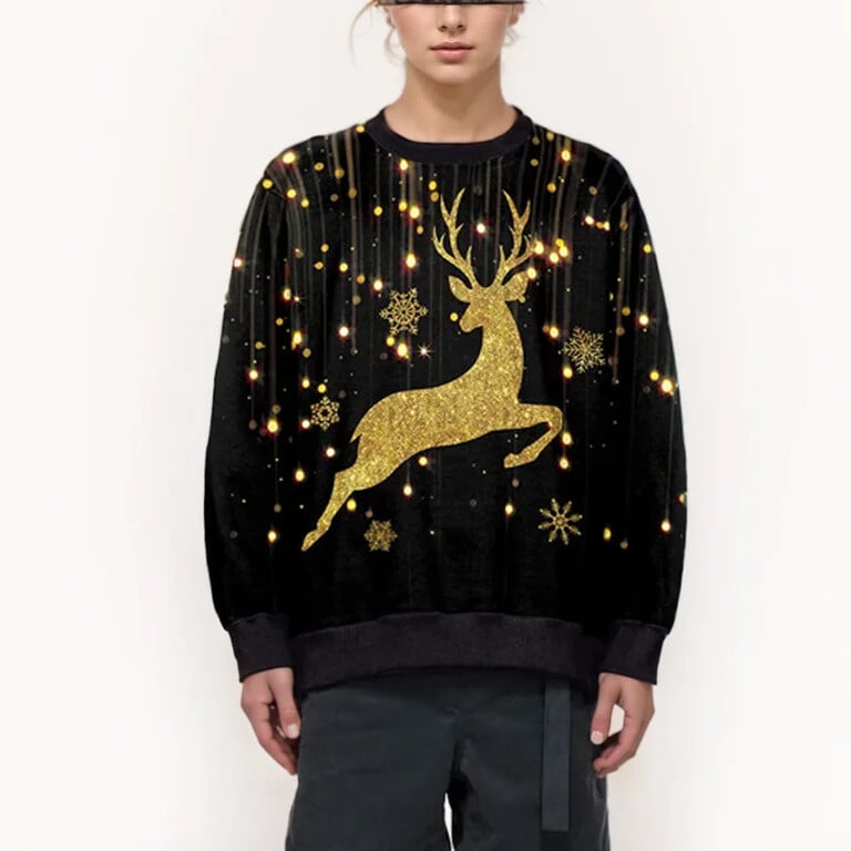 Vyriški Moteriški kalėdiniai megztiniai megztiniai Šventiniam vakarėliui Tacky kalėdiniai džemperiai Unisex elnio snaigės Bjaurus kalėdinis megztinis