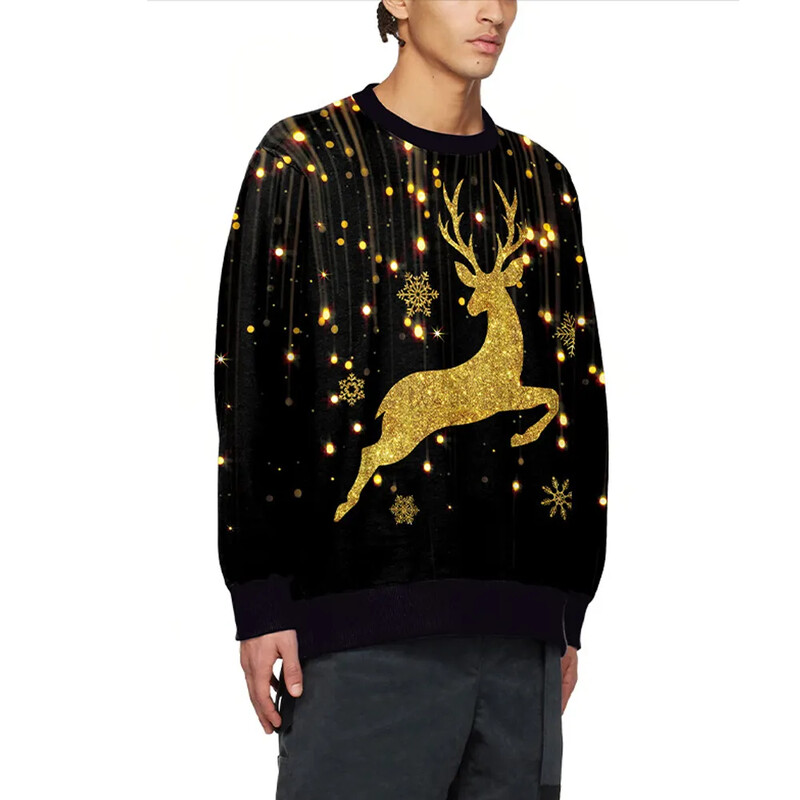Vyriški Moteriški kalėdiniai megztiniai megztiniai Šventiniam vakarėliui Tacky kalėdiniai džemperiai Unisex elnio snaigės Bjaurus kalėdinis megztinis