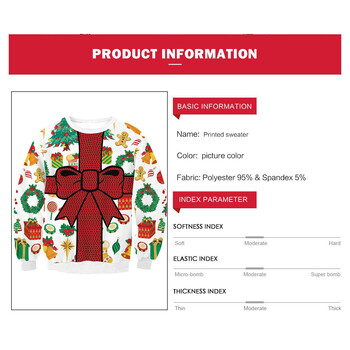 Мъже, жени, суитшърт за новогодишно празнично парти, 3D коледен подарък с принт Tacky Xmas Jumper Tops, унисекс, грозен коледен пуловер