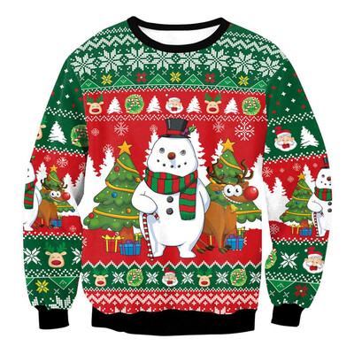 Muškarci, žene, novogodišnji praznični sweatshirt, 3D božićni poklon s printom, lepršavi božićni džemperi, uniseks ružni božićni džemper