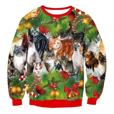 Muškarci, žene, novogodišnji praznični sweatshirt, 3D božićni poklon s printom, lepršavi božićni džemperi, uniseks ružni božićni džemper