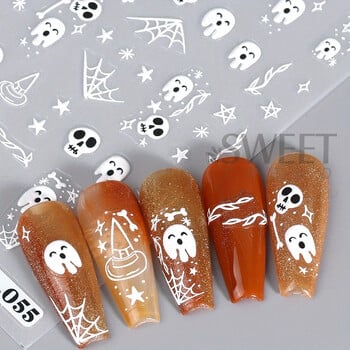 Карикатура Ghost Pumpkin Nail Art Стикери Сладък Хелоуин Призрачен блясък Паяжина Череп Дизайн Магия Празничен декор Фолиа за маникюр