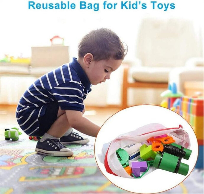 5 kom/set Mrežaste proizvodne vrećice za povrće i voće za višekratnu upotrebu Samoljepljive trake u boji Perive ekološke vrećice za spremanje igračaka i sitnica