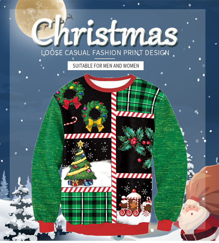 Ανδρικά γυναικεία χριστουγεννιάτικα φούτερ 3D καινοτόμο τύπωμα γιορτινό πάρτι παραμονής Πρωτοχρονιάς Χριστουγεννιάτικο μπλουζάκι πουλόβερ Άσχημο χριστουγεννιάτικο πουλόβερ
