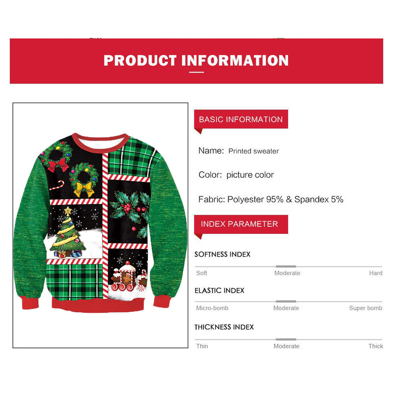 Ανδρικά γυναικεία χριστουγεννιάτικα φούτερ 3D καινοτόμο τύπωμα γιορτινό πάρτι παραμονής Πρωτοχρονιάς Χριστουγεννιάτικο μπλουζάκι πουλόβερ Άσχημο χριστουγεννιάτικο πουλόβερ