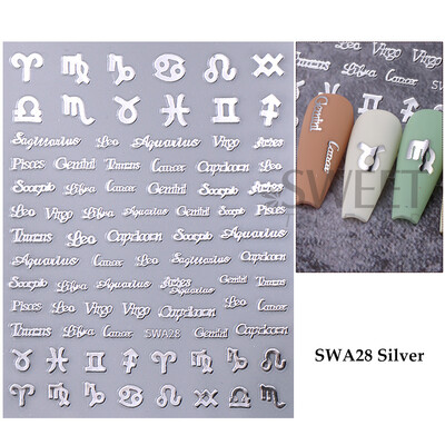 Metalik boemski stil Naljepnica za nokte Zlatno Srebrne Čipkane linije Zeleni dragulj Ljubavno srce 3D Holografski klizači za manikuru Ukrasi za nokte