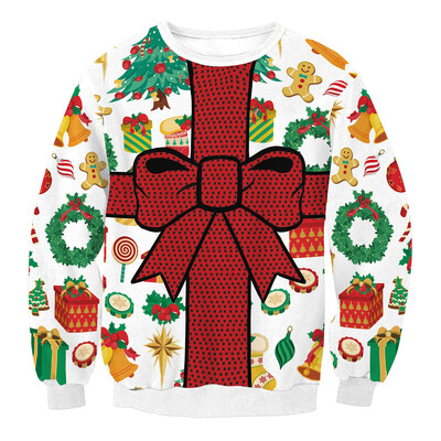 Ανδρικές γυναικείες χριστουγεννιάτικες μπλούζες τρισδιάστατο χριστουγεννιάτικο δέντρο Χιονάνθρωπος Τάρανδος στάμπα για γιορτινά πάρτι πουλόβερ Άσχημο χριστουγεννιάτικο πουλόβερ