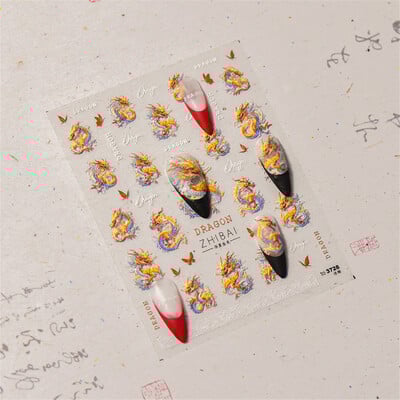 1 τμχ 5D Relief Red Retro Butterfly Nail Art Charms Αυτοκόλλητα Πολυτελή ακρυλικά διακοσμητικά νυχιών Αυτοκόλλητα DIY Διακοσμητικό για μανικιούρ συρόμενο