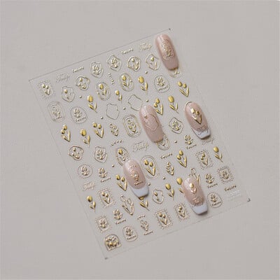 1 τμχ 5D Relief Red Retro Butterfly Nail Art Charms Αυτοκόλλητα Πολυτελή ακρυλικά διακοσμητικά νυχιών Αυτοκόλλητα DIY Διακοσμητικό για μανικιούρ συρόμενο