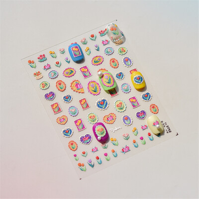 1 τμχ 5D Relief Red Retro Butterfly Nail Art Charms Αυτοκόλλητα Πολυτελή ακρυλικά διακοσμητικά νυχιών Αυτοκόλλητα DIY Διακοσμητικό για μανικιούρ συρόμενο