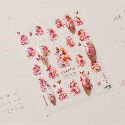 1 τμχ 5D Relief Red Retro Butterfly Nail Art Charms Αυτοκόλλητα Πολυτελή ακρυλικά διακοσμητικά νυχιών Αυτοκόλλητα DIY Διακοσμητικό για μανικιούρ συρόμενο