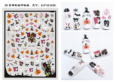 1 τμχ 3D Skull Pumpkin Head Bat Αυτοκόλλητα νυχιών Αναλώσιμα για νύχια Sliders νυχιών Halloween Αυτοκόλλητα Διακόσμηση νυχιών Αξεσουάρ για αυτοκόλλητα νυχιών