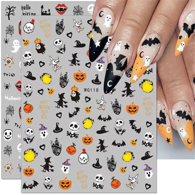 1 buc 3D Craniu Cap de Dovleac Autocolante pentru unghii Materiale pentru unghii Glisoare pentru unghii Autocolante de Halloween Decorare pentru unghii Decalcomanii pentru unghii Accesoriu